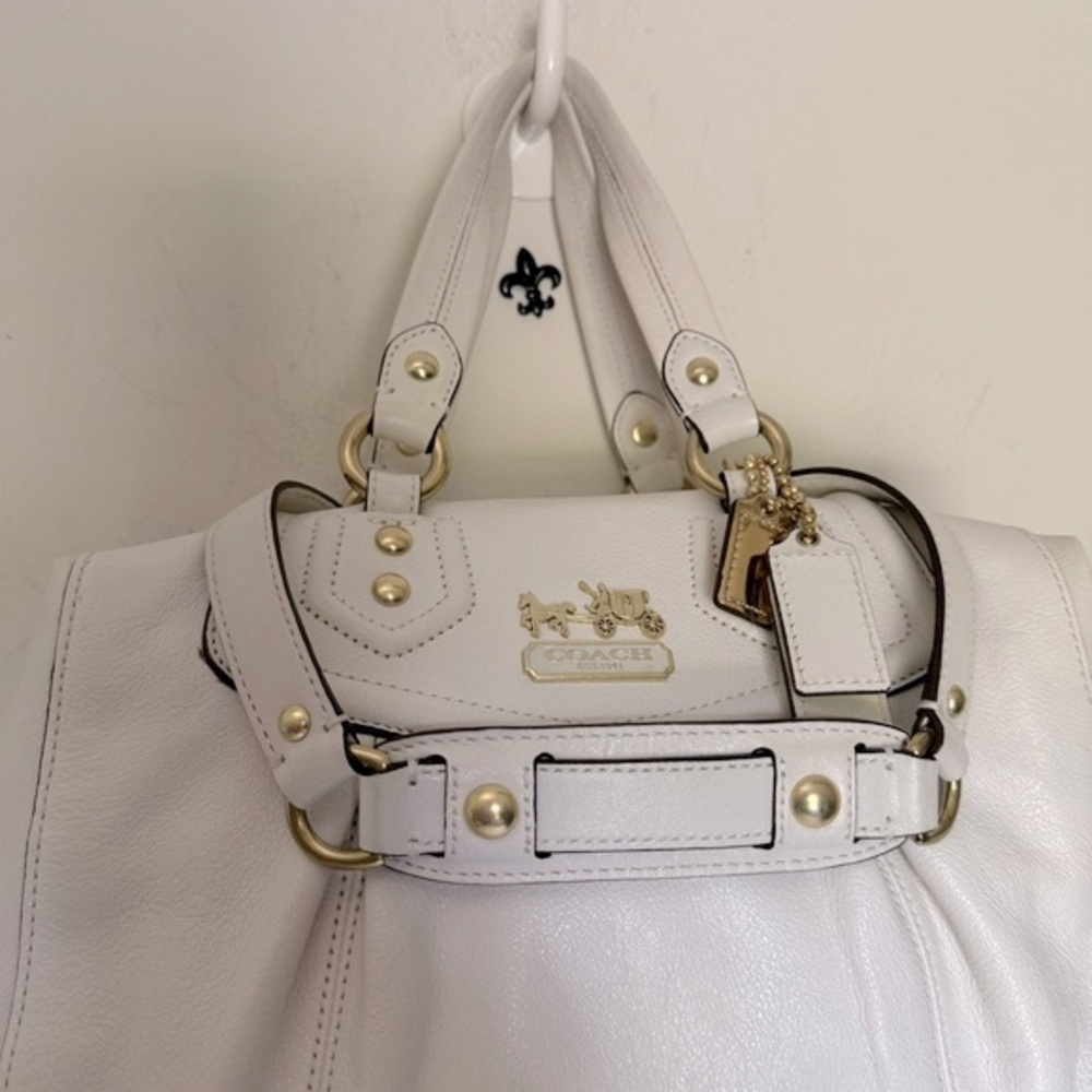 Coach Off White Leather Hobo Shoulder Bag Madison Sabrina Convertible Satchel - Picture 9 of 16